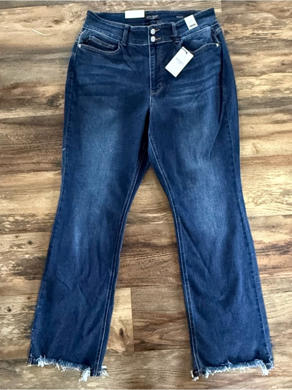 Judy Blue Indigo Cropped Frayed Hem boot cut Jeans